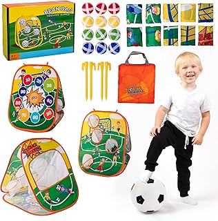 Sundaymot Bean Bag Toss Game, Kids Throwing Game Kit, 3 in 1 Darts Toys for Kids, Sand Bag Throw, Carnival Games Indoor and Outdoor Party Games