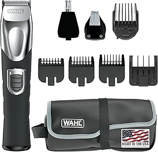 Wahl USA Rechargeable Lithium Ion All in One Beard Trimmer for Men with Detail and Ear & Nose Hair Trimmer Attachment – Model 9854-600B