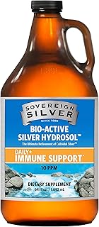 Sovereign Silver Bio-Active Silver Hydrosol for Immune Support - Colloidal Silver Liquid - 10 ppm, 64oz (1,892mL)
