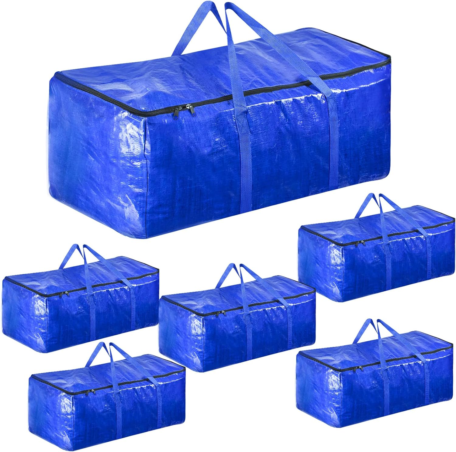 Raweao 85L Large Bags for Moving House, Clothes Packing Bags for Moving House Essentials, Strong Laundry Bags for Moving House with Zips, Waterproof Storage Bags for Home Solid&Reusable(Pack of 6)