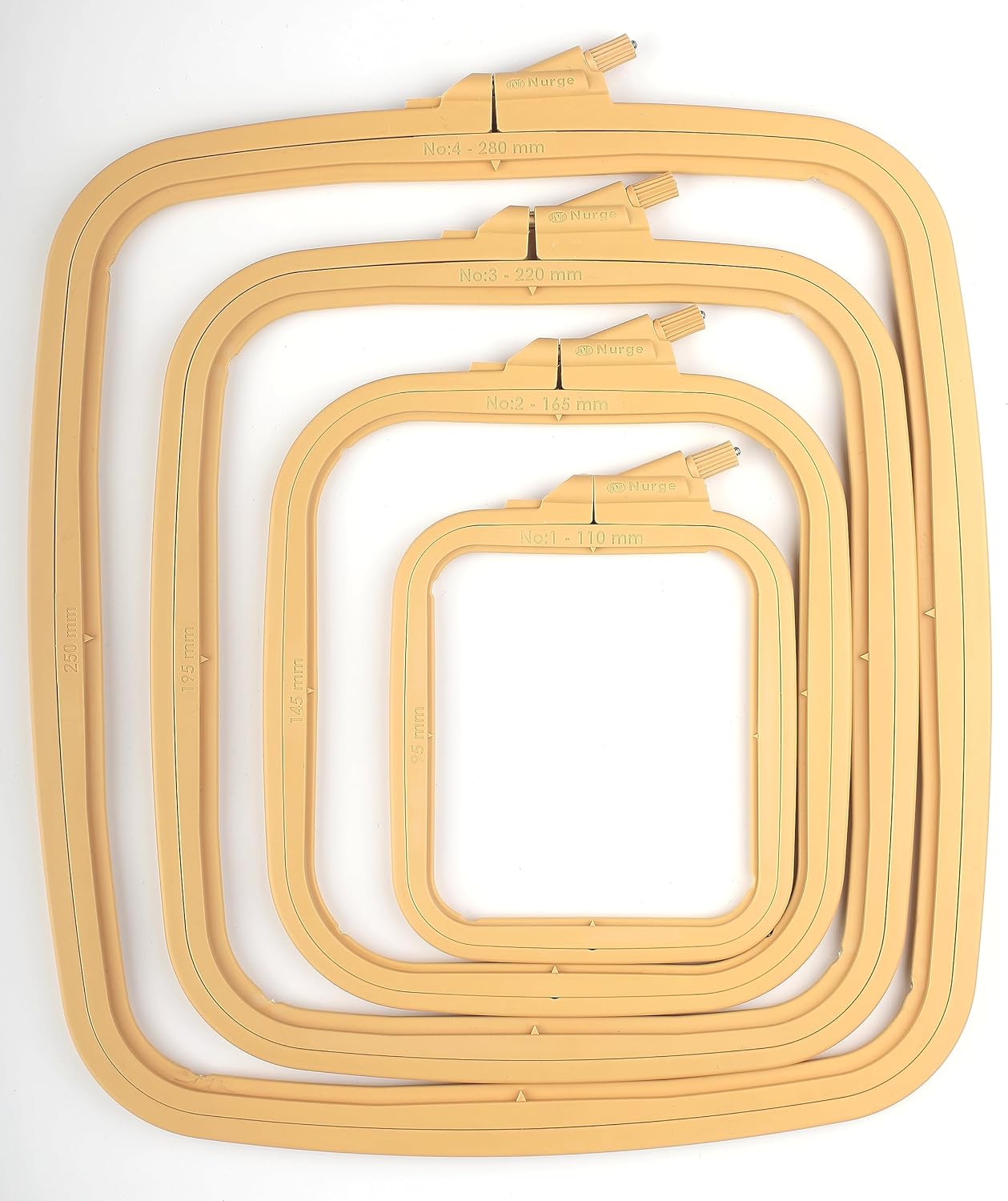 Nurge Beige Plastic Square Embroidery Hoops, Cross Stich Hoop, Punch Needle Hoop (4 Pcs Set)