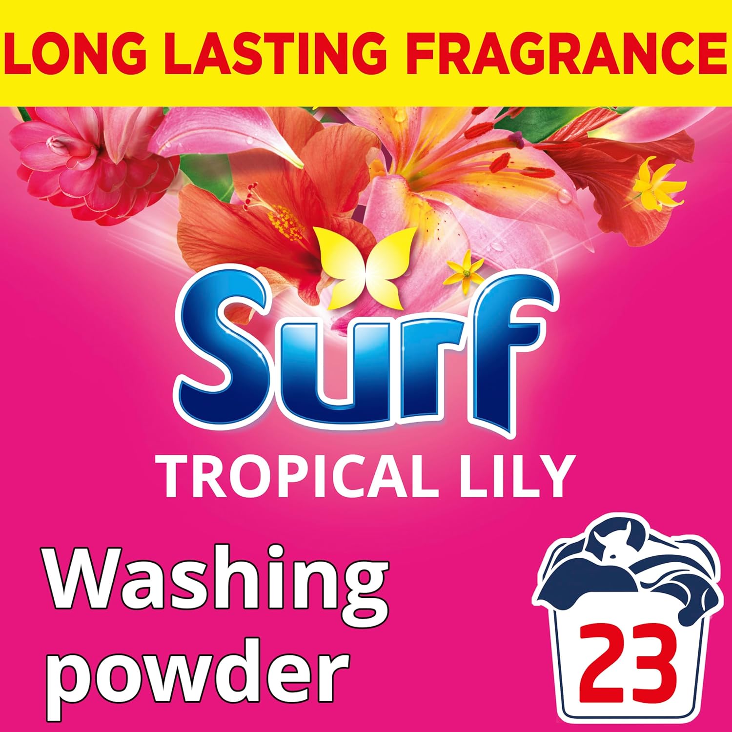 Surf Tropical Lily Washing Powder joy-infused fragrance with natural essential oil lasting up to 12 hours in wear for brilliantly clean laundry every time 23 washes 1.15 kg