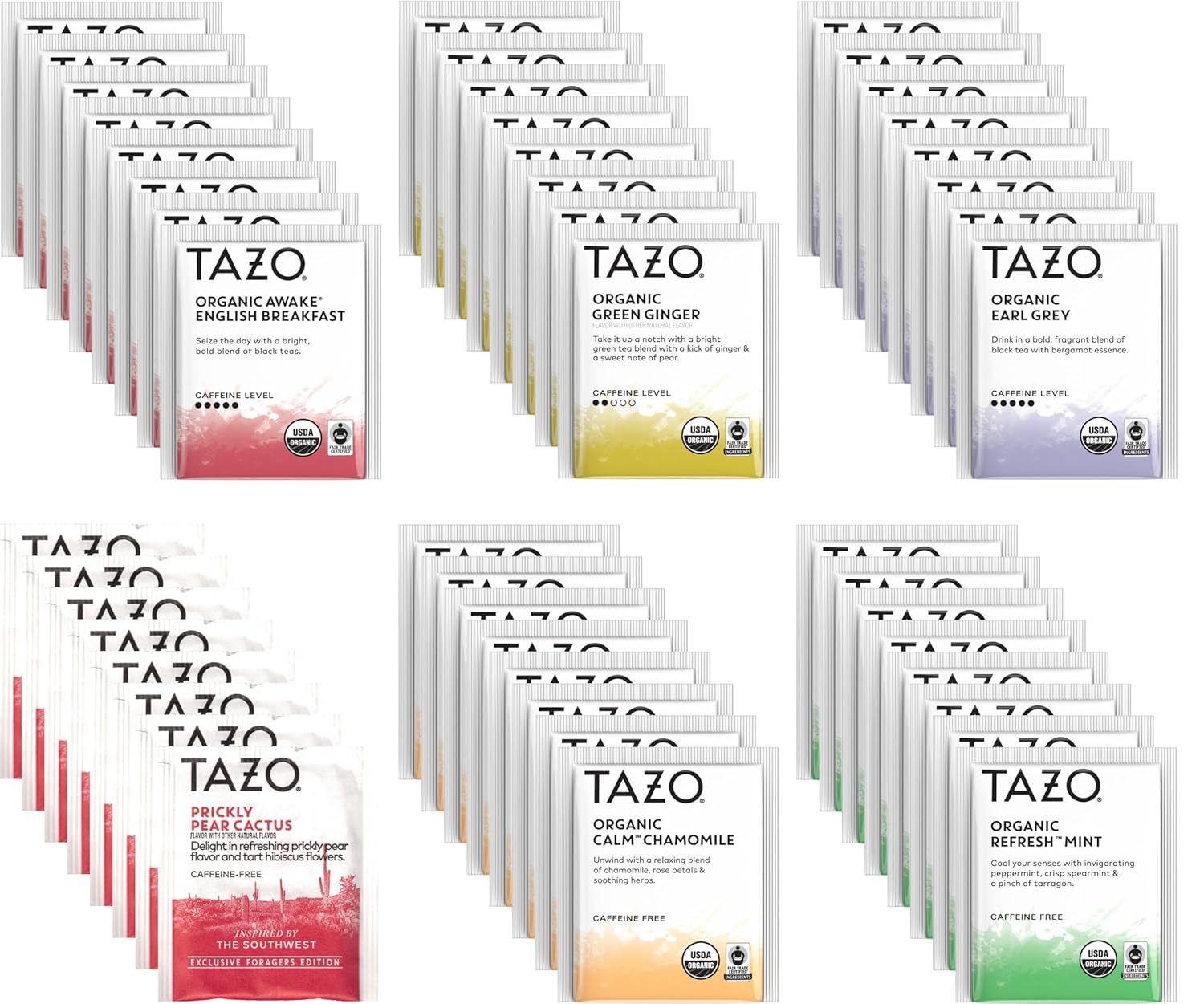 TAZO Tea Bags Sampler, 48 Count Variety Gift Box, 6 Different Flavors, 8 of each