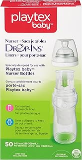 Diaper Genie Playtex Nurser Drop-Ins Baby Bottle Disposable Liners, Closer to Breastfeeding, 8 Oz, 50 Count