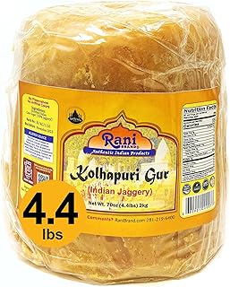 Rani Kolhapuri Gur (Jaggery) 2kg (4.4lbs) ~ Unrefined Cane Sugar, No Color added, Gluten Friendly | Vegan | NON-GMO | No Salt or fillers