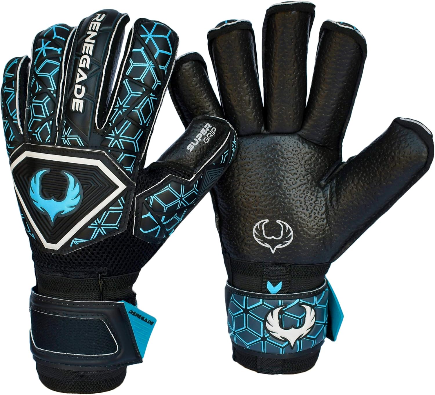 Renegade GK Triton Goalie Gloves with Microbe-Guard (Sizes 5-11, 3 Styles, Level 2) Pro-Tek Fingersaves & Durable 3.5+3MM Super Grip | Great Hard Ground Goalkeeper Glove | Based in The USA