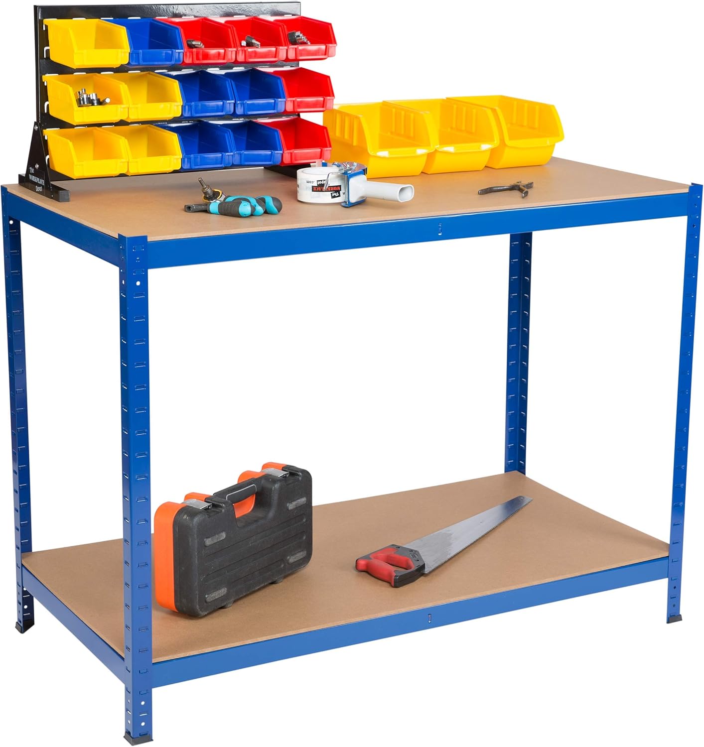 The Workplace Depot Garage Workbench – Heavy Duty 300kg Capacity – Powder-Coated Steel Frame with MDF Worktop – Ideal for Workshops, Sheds & DIY Spaces – 1200mm Wide