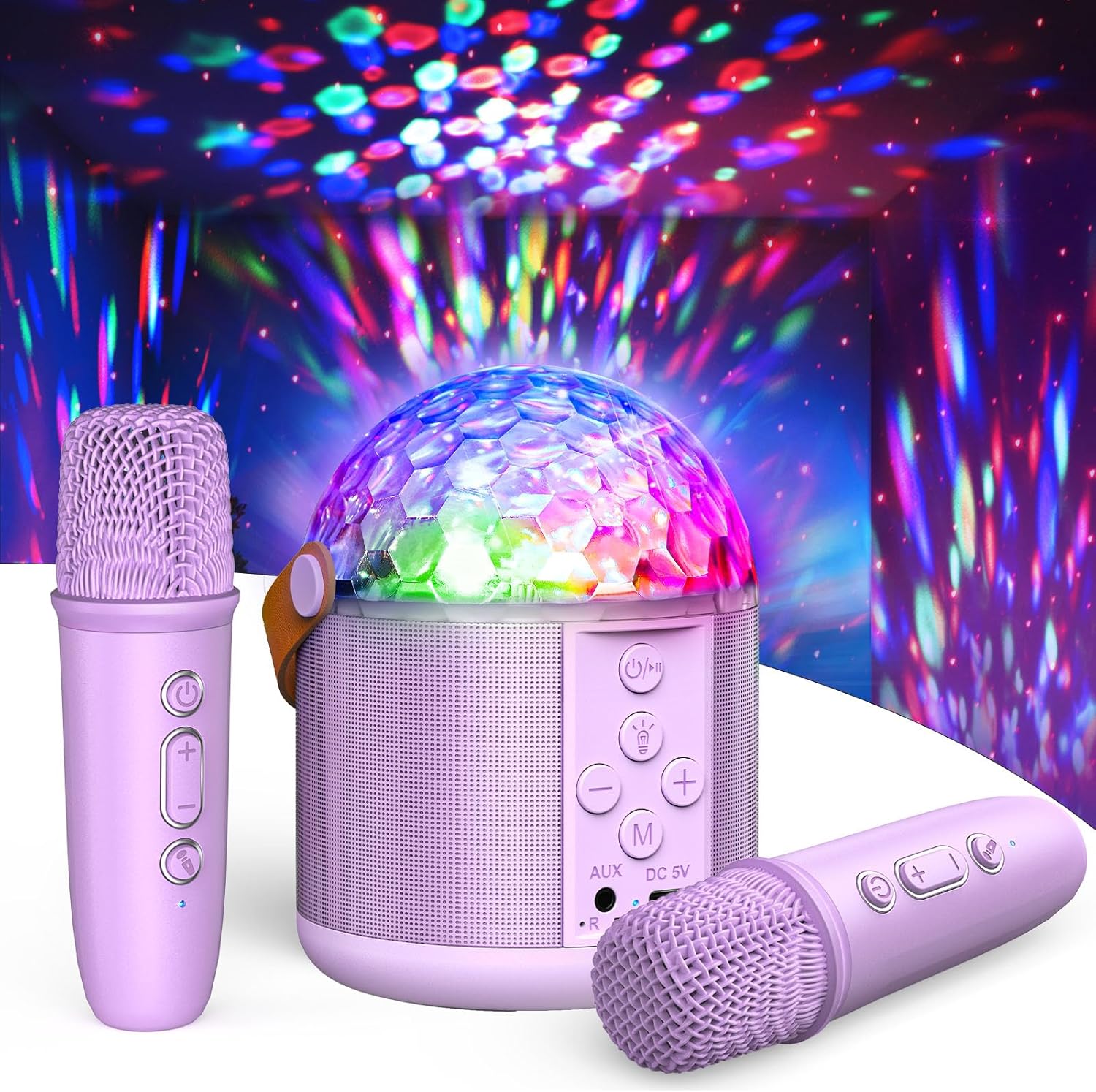 Dislocati Girls Birthday Presents, Mini Karaoke Machine 2 Microphones for Adults Kids Toys for 5-12 Year Old Girls Gifts Disco LED Lights for Travel 18th Birthday Gifts for Girls Family Home Party