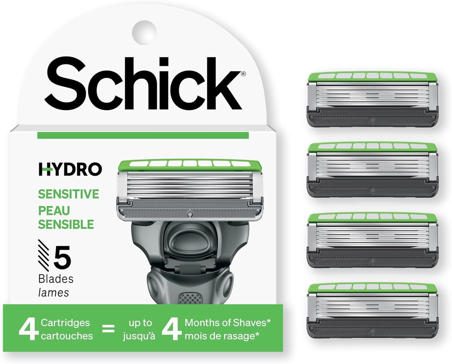 Schick Hydro 5 Sensitive Refill Razor Blade, 4 Count