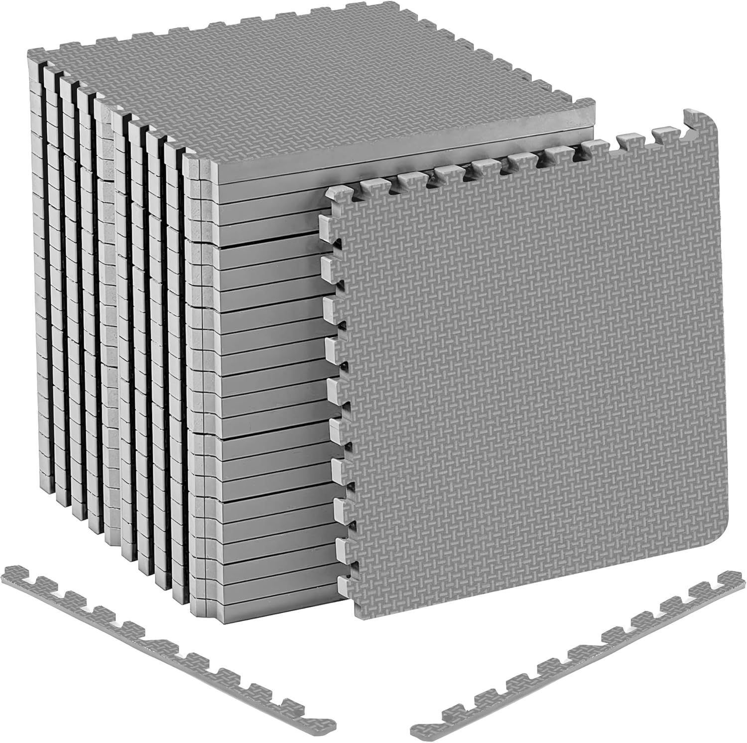 Durable EVA Gym Mats for Home Non-Slip Foam Mats – 1 cm thick Interlocking Floor Mats for Gym Flooring and Garage Floor 10 Tiles 30x30 (grey, Pack of 1)