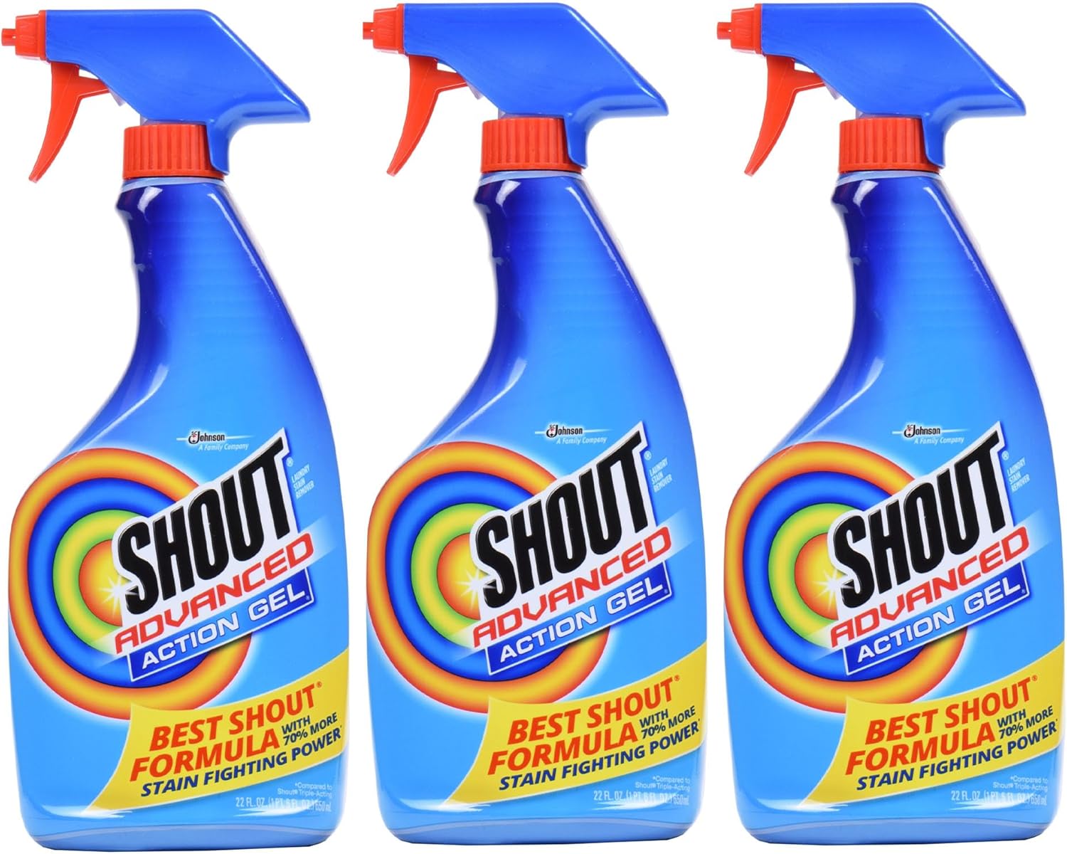 Shout Advanced Spray and Wash Laundry Stain Remover Gel, Best Shout Formula, 22 oz - Pack of 3