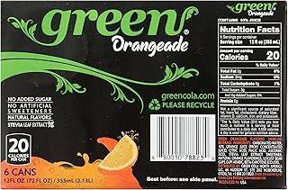 Green Soda Sparkling Orangeade with Real Fruit Juice, Naturally Sweetened, No Artificial Sweeteners, Natural Flavors, 66.9 Fluid Ounce (Pack of 4)