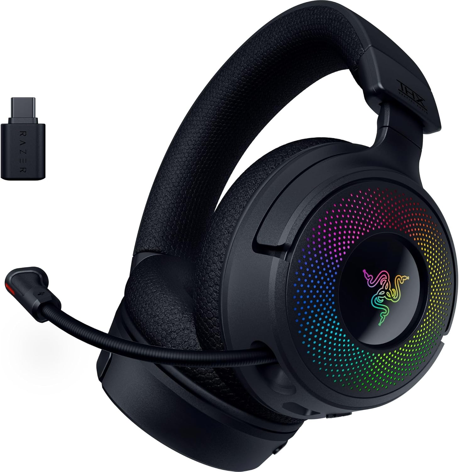 Razer Kraken V4 - Wireless Gaming Headset (3 Modes Connectivity, TriForce 40mm Drivers, 9-Zone RGB Earcup Lighting, Mix & Volume adjustments, THX Spatial Audio) Black