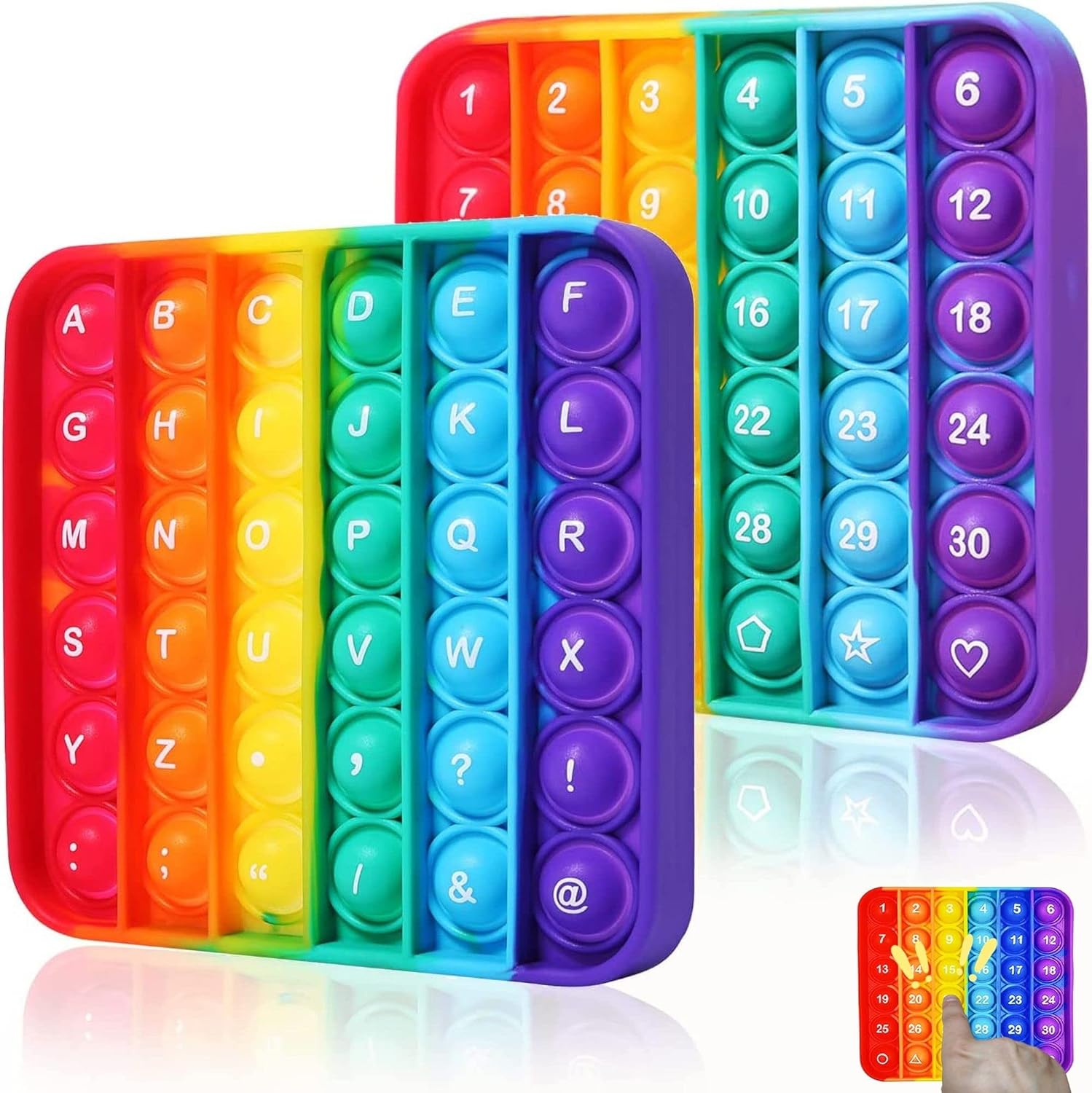 Steemjoey Push Pop Bubble Fidget Sensory Toy, ABC Learning and Educational Toys, Poppers Fidget Toys, Stress Relief, Autism Sensory Toys [Numbers 1-30 on The Other Side | Letters & Addition Random]