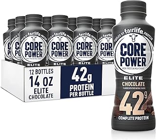 Core Power Fairlife Elite 42g High Protein Milk Shakes For kosher diet, Ready to Drink for Workout Recovery, Chocolate, 14 Fl Oz (Pack of 12), Liquid, Bottle
