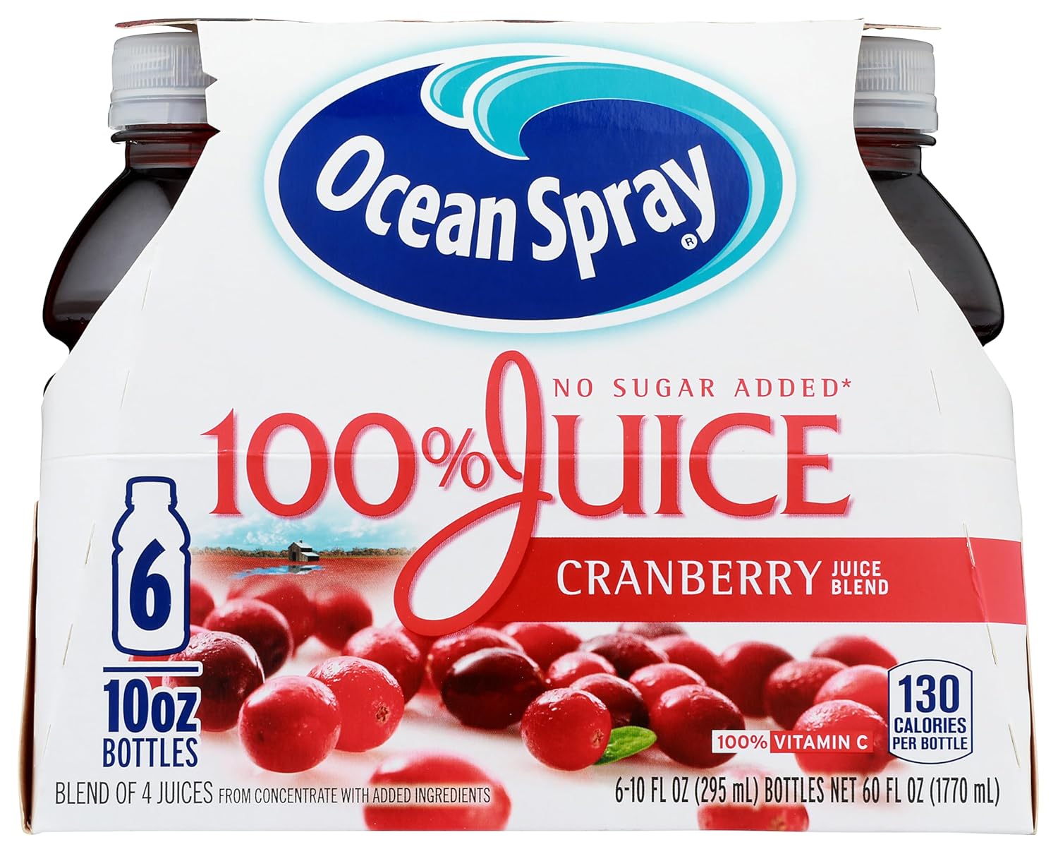 Ocean Spray® 100% Juice Cranberry Juice Blend, 10 Fl Oz, 6 Count (Pack of 1)