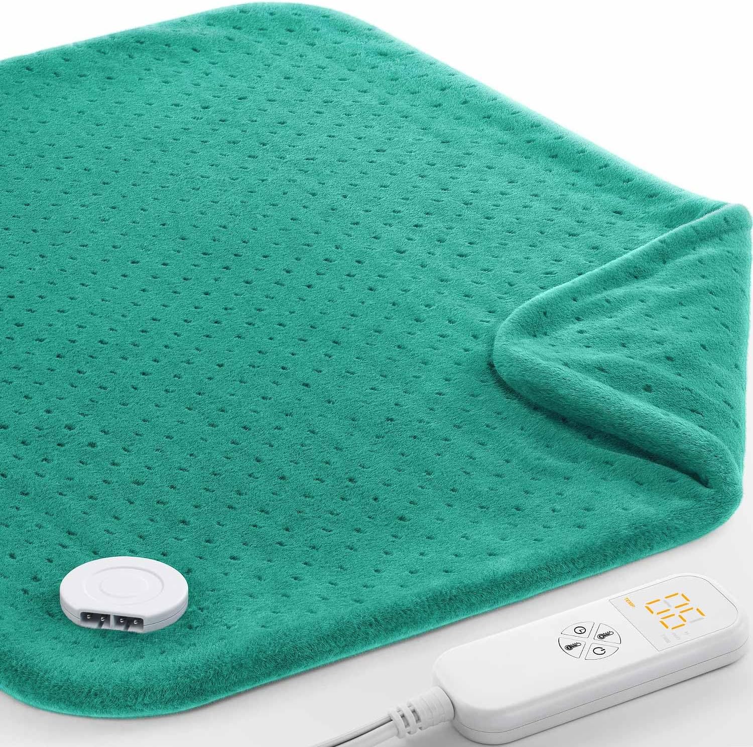 Heating Pad for Back Pain & Cramps, 24"x 20" Electric Heating Pad for Shoulder, Neck, Cramp, Menstrual Pain, Christmas Gifts for Women Men Mom Dad, Auto-Off, Machine Washable, Moist/Dry Heat pad,Green