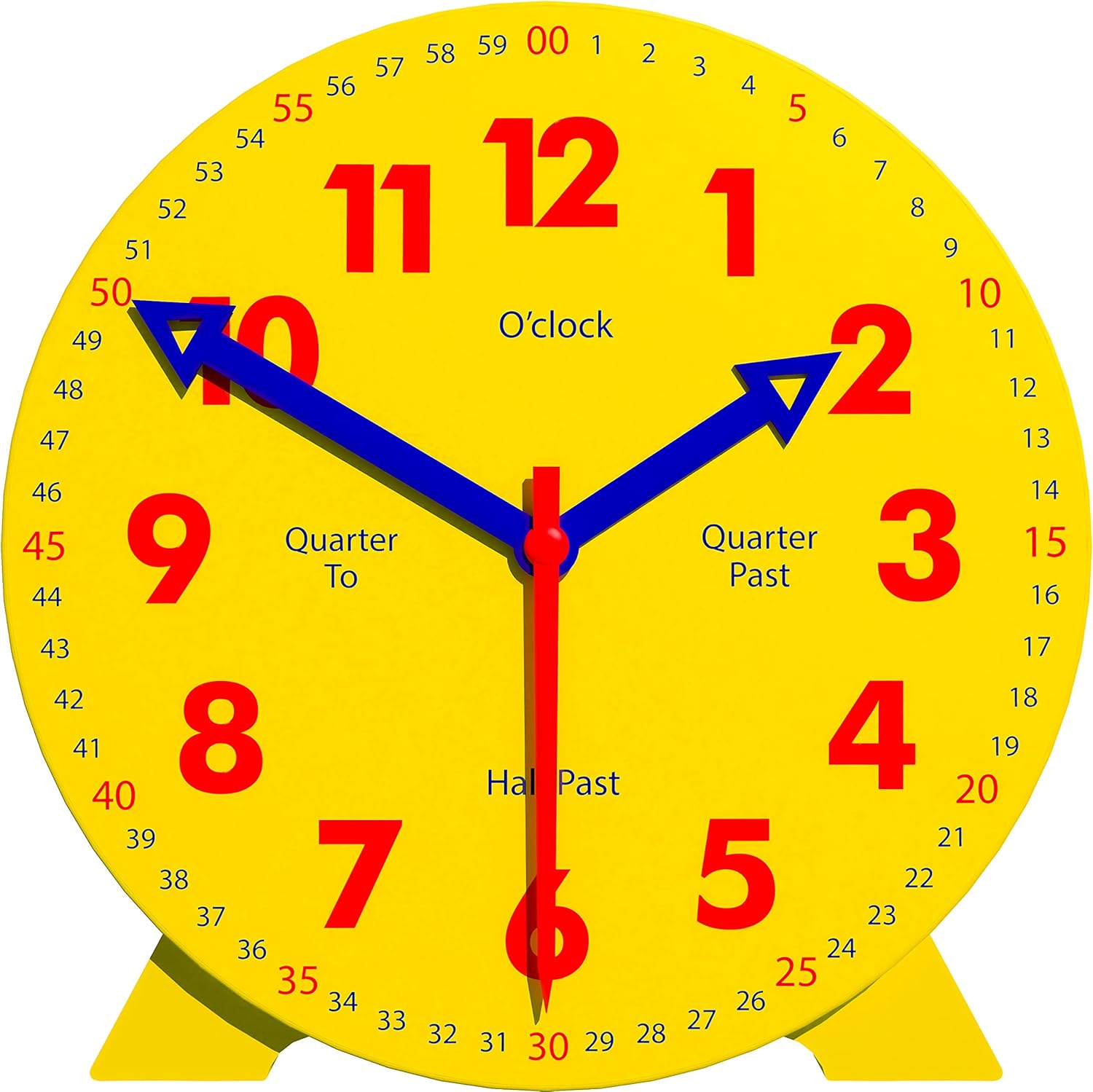 Kids Telling Time Practice Learning Clock, 4 Inch Size Teaching Handheld Analog Clock, Geared Movement Makes Fingers Move Like Real Clocks, for School Classrooms and Homeschool Supplies