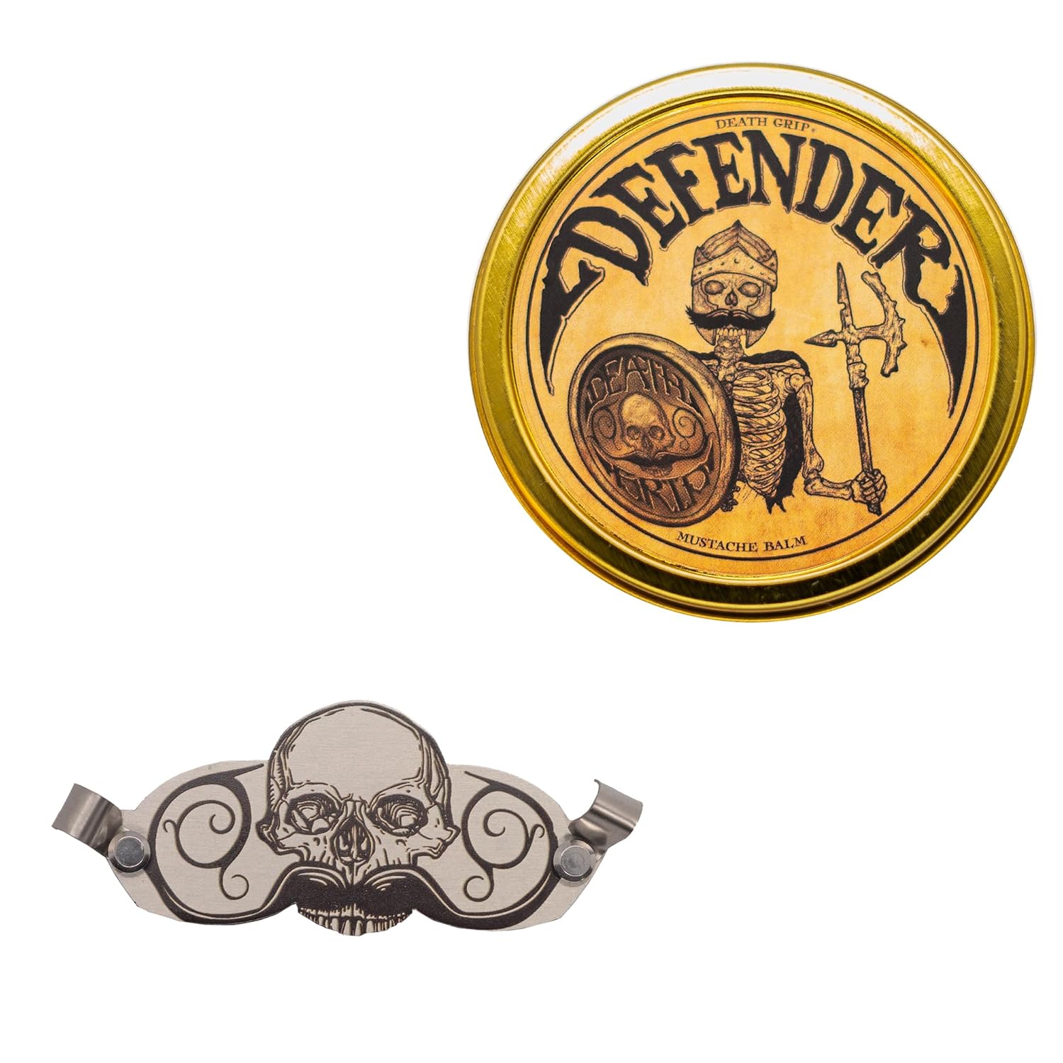 THE VINTAGE GROOMING CO. Defender Mustache Balm and Defender Mustache Guard Set | 2oz Mustache Balm & Mustache Drinking Protector