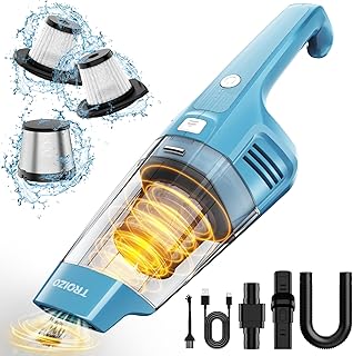 Handheld Vacuum Cordless, Portable Car Vacuum Cleaner with 14500PA Powerful Suction and Brushless Motor, Rechargeable Hand Held Vacuum Cleaner with Multi Accessories for Home Office Car Pet