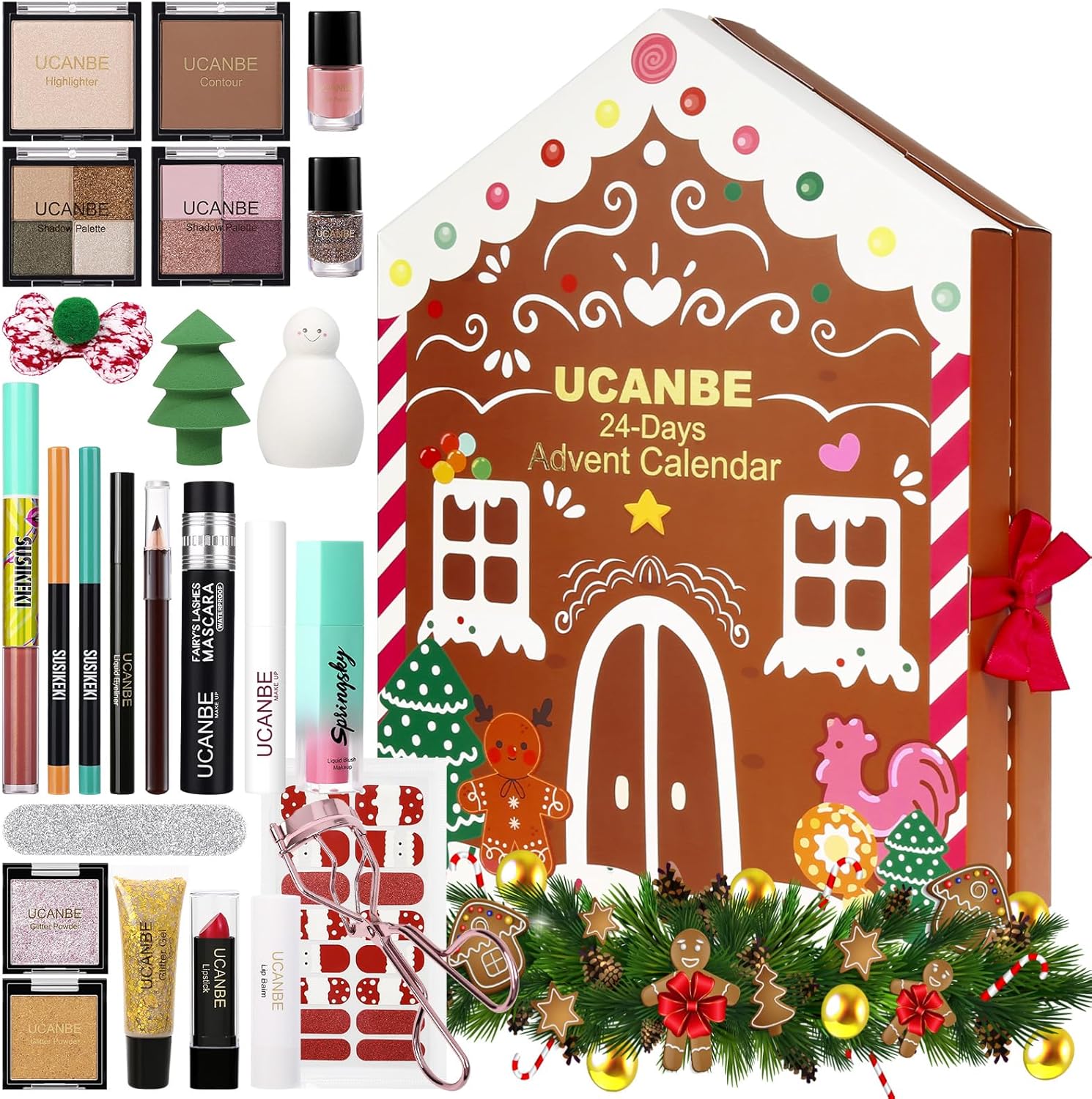 Makeup Advent Calendar 2024, 24 Days Christmas Gift Makeup Sets For Women, UCANBE 2024-2025 Xmas Countdown Calendar Full Makeup Kits Beauty Makeup & Cosmetic For Teens, Girls Gift