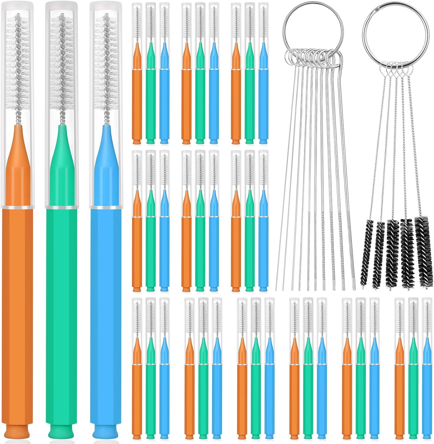 51-in-1 Shower Head Cleaner Kit & Straw Cleaning Brushes Set - Unclog Nozzles, Holes, Stanley Cups, Sippy Bottles, Printers, Faucets - 35 Brushes, 10 Steel Picks, 5 Straw Brushes (3 Colors)