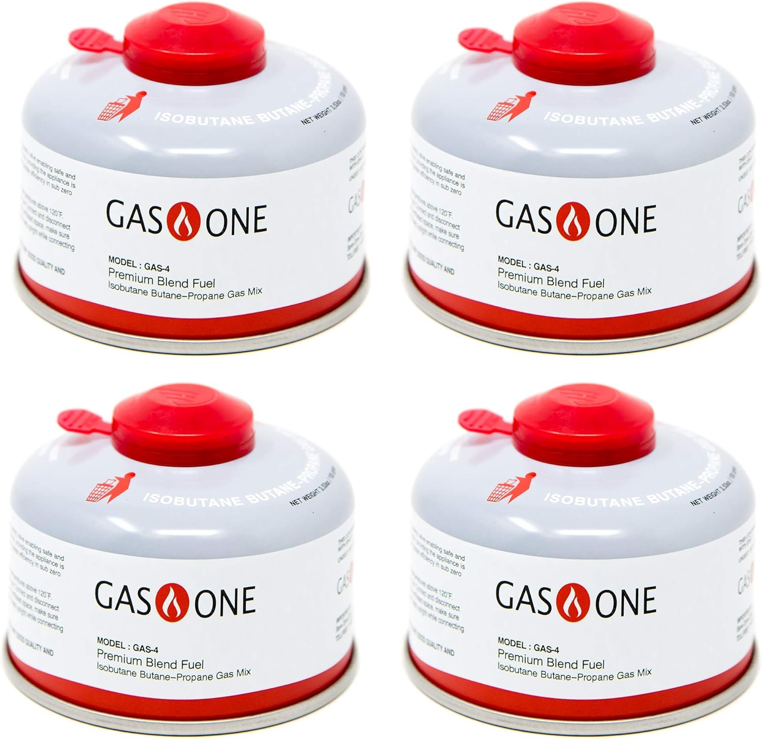GasOne Camping Fuel Blend Isobutane Fuel Canister 100g (4 Pack)