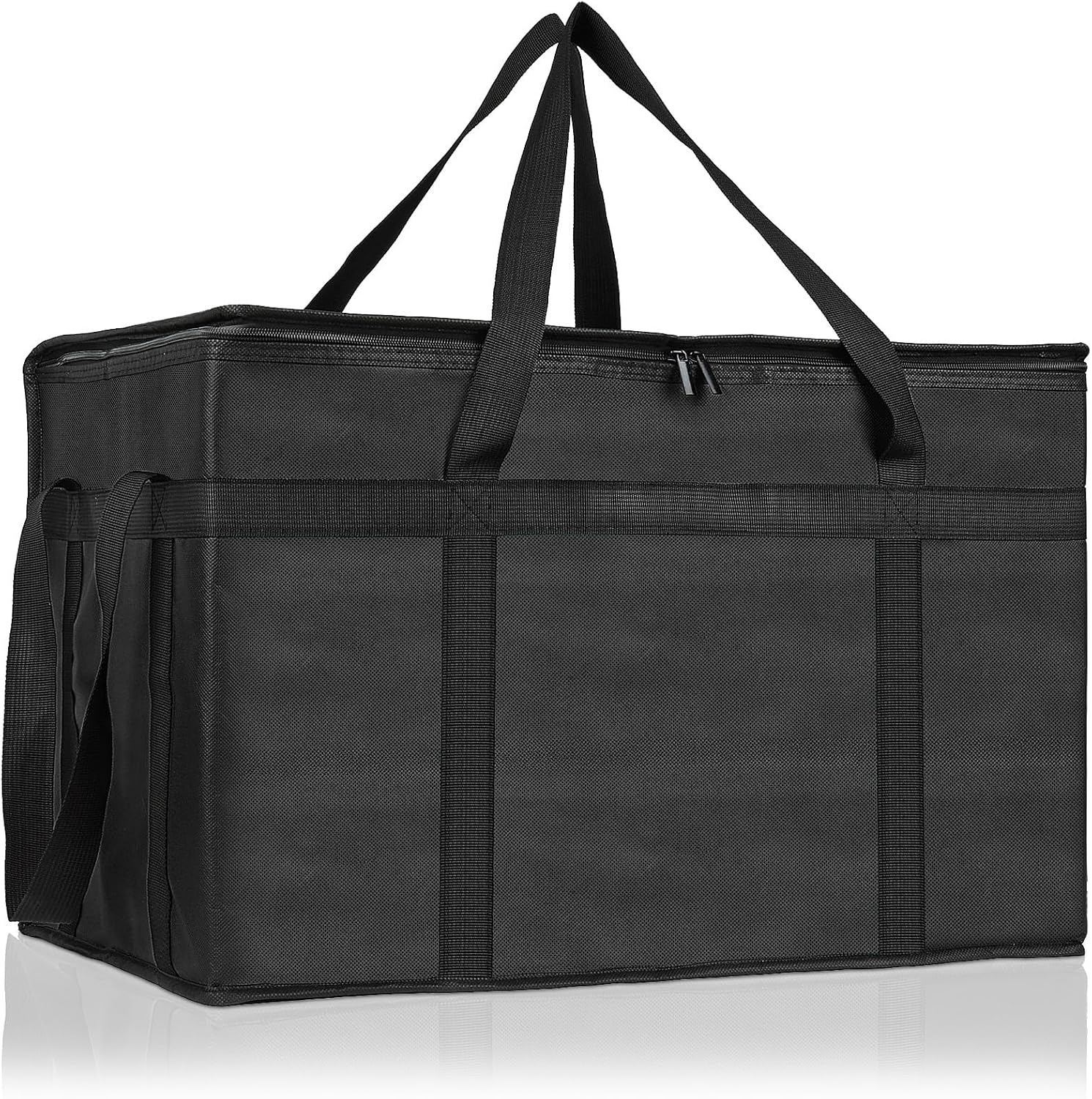 PEASUG Insulated Bags for Food Delivery, XXXL Pizza Delivery Bags for Large Capacity Cooler Bag Keep Food Warm for Grocery Shopping and Catering, Foldable, Heavy-Duty (Black)