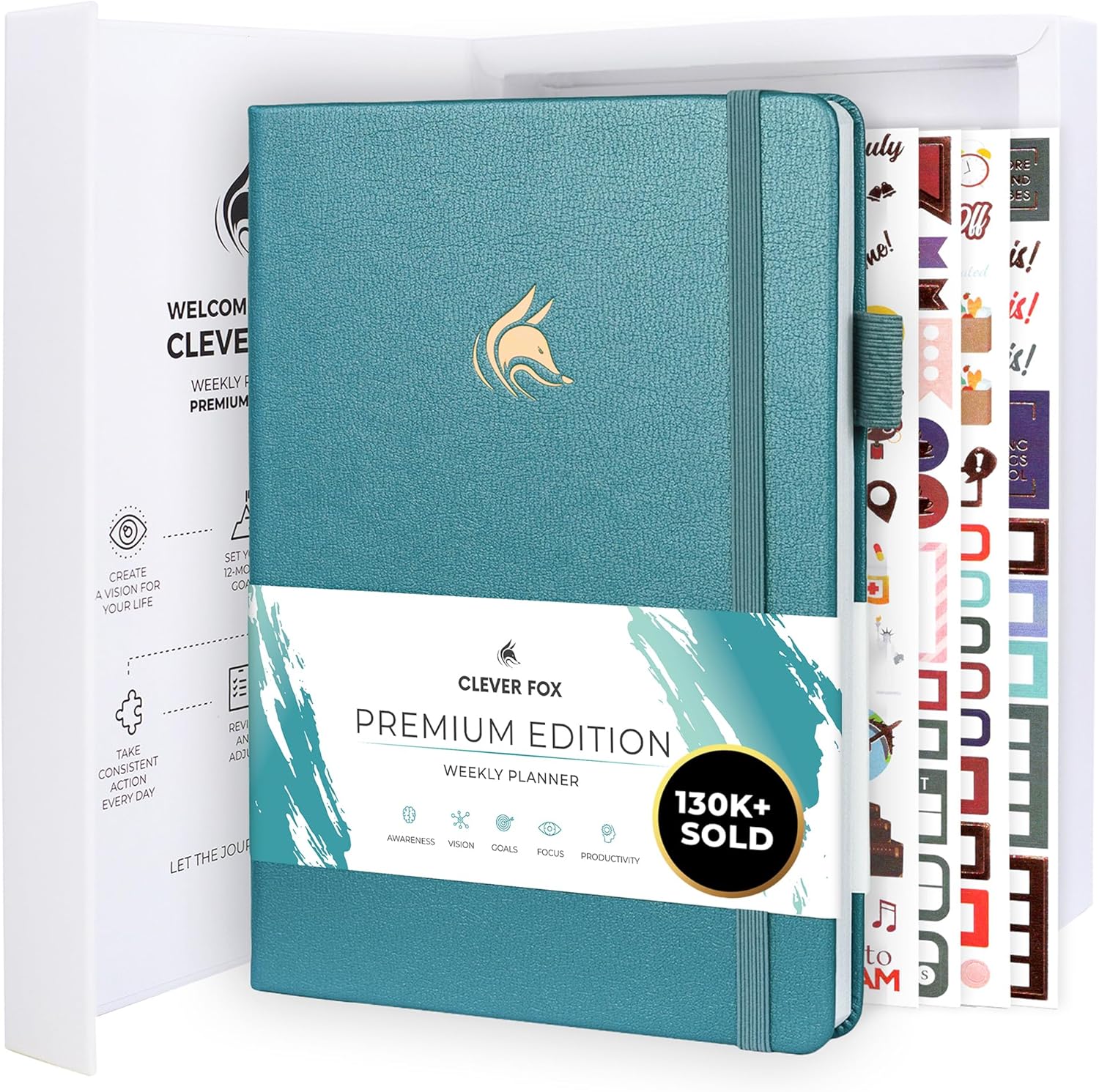 Clever Fox Planner Premium – Undated Weekly & Monthly Planner Organizer for Productivity & Time Management, A5 (Aquamarine)