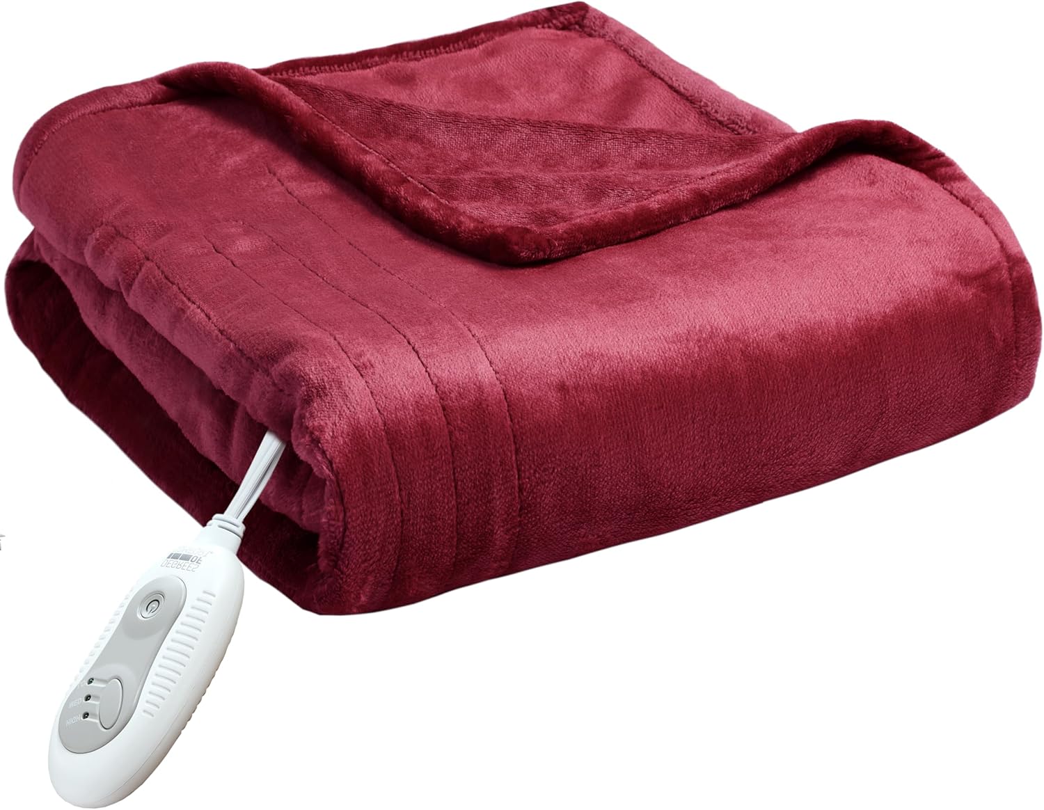 Degrees of Comfort Heated Throw Blanket 50x60'' – Soft Plush Electric Blanket with 6 Heat Settings & Auto Shut-Off, Machine Washable – Cozy Winter Gift for Bed & Couch (Burgundy Red)