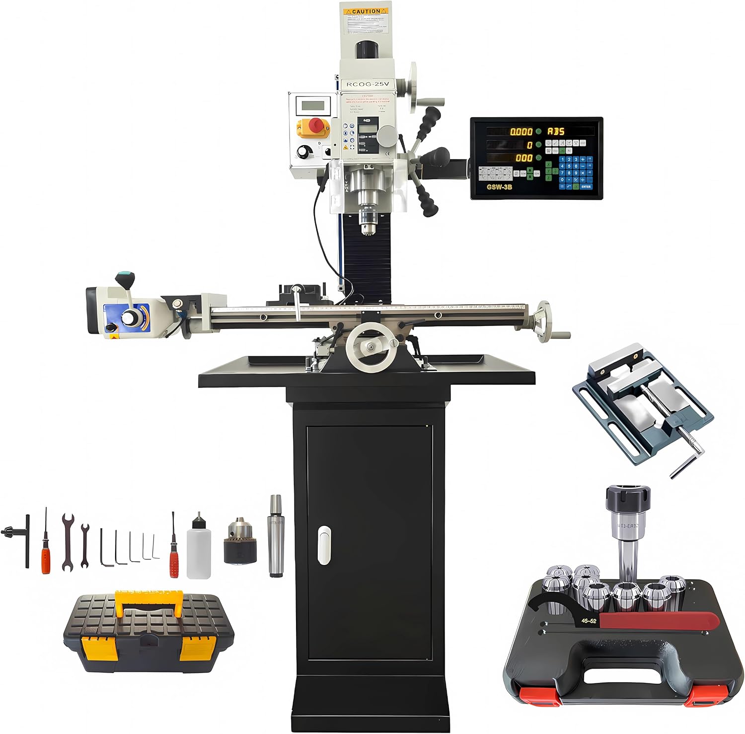 INTSUPERMAI Vertical Milling Drilling Machine Mini Mill Drill Machine R8 Precision Mini Milling Machine 50-2250rpm with Grating Ruler, Axis X Power Feed for Metal Wood Plastic Professionals&Hobbyists