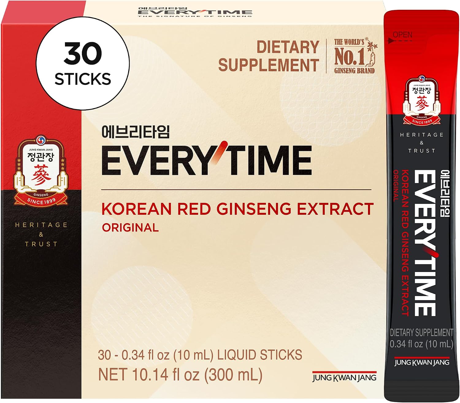 JUNG KWAN JANG Everytime Korean Red Ginseng Extract Original 30 Sticks