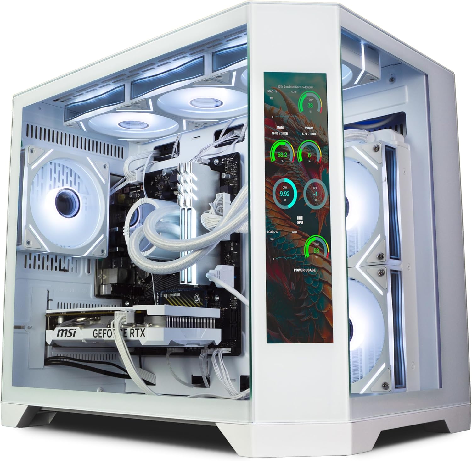 ionz Gaming PC - Desktop Computer, Ryzen 5 5600, NVIDIA RTX 5060,16GB RAM 1TB SSD, 240mm AIO Liquid Cooling, Windows 11, 600W 80+ PSU, WiFi, (APEX VISION, White)