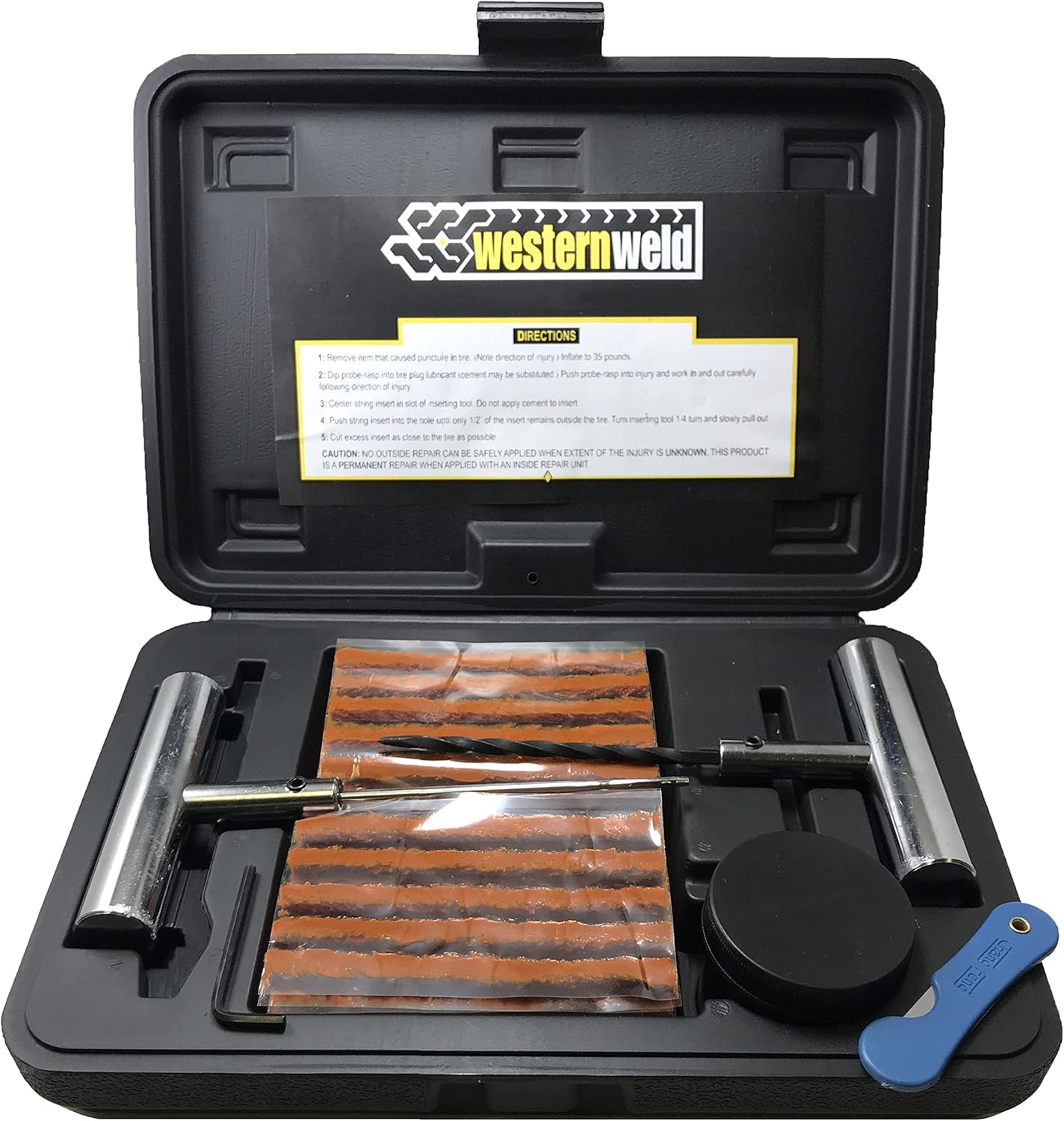 Sherco-Auto Professional 65 Piece Flat Tire Repair Kit with Plug Probe & Needle Tool for Car Truck Motorcycle ATV