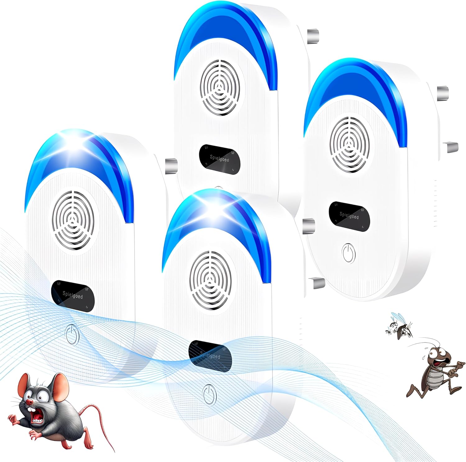 Ultrasonic Pest Repeller 4 Pack - Powerful Mouse Repeller Plug in Pest Control - Ultrasonic Rat Repellent- Electronic Mosquito Repellent - Ideal for Mice,Mosquitoes,Moths, Ants Etc. (4 Pack)