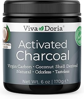 Viva Doria Virgin Activated Charcoal Powder, Coconut Shell Derived, Food Grade, 6 Oz