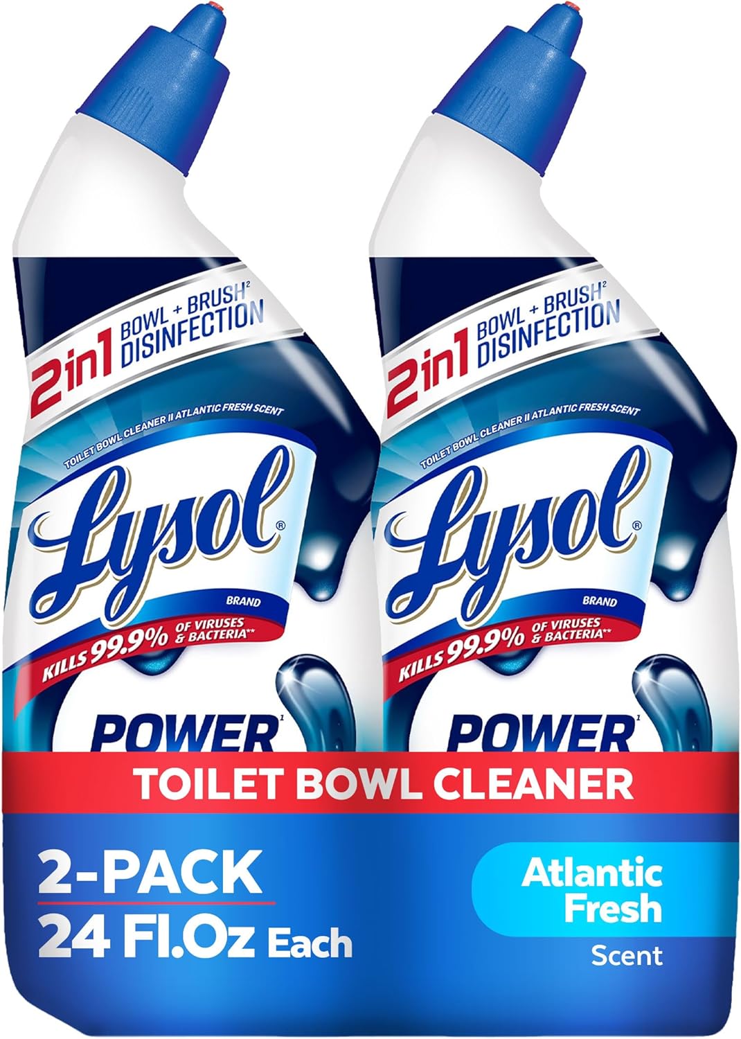 Lysol Toilet Bowl Cleaner, Max Strength Bathroom Cleaning Supplies, Toilet Bowl Cleaner Clinging Gel, Home Essential, Instant Stain Removal, Disinfecting and Deodorizing, Bleach Free, 24 oz (2 ct)