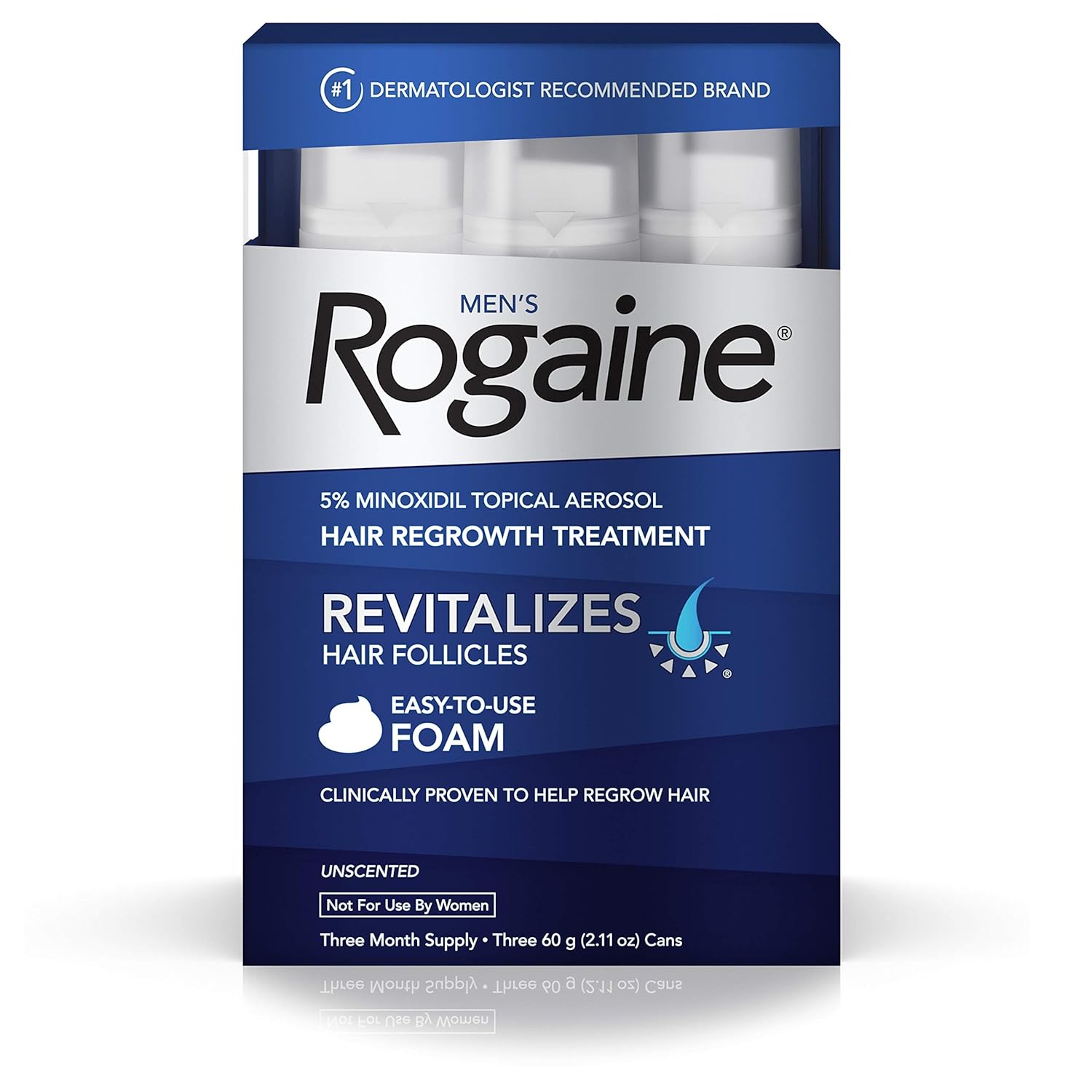 Men's Rogaine 5% Minoxidil Foam for Hair Loss and Hair Regrowth, Topical Treatment for Thinning Hair, 3-Month Supply ( Pack of 3)