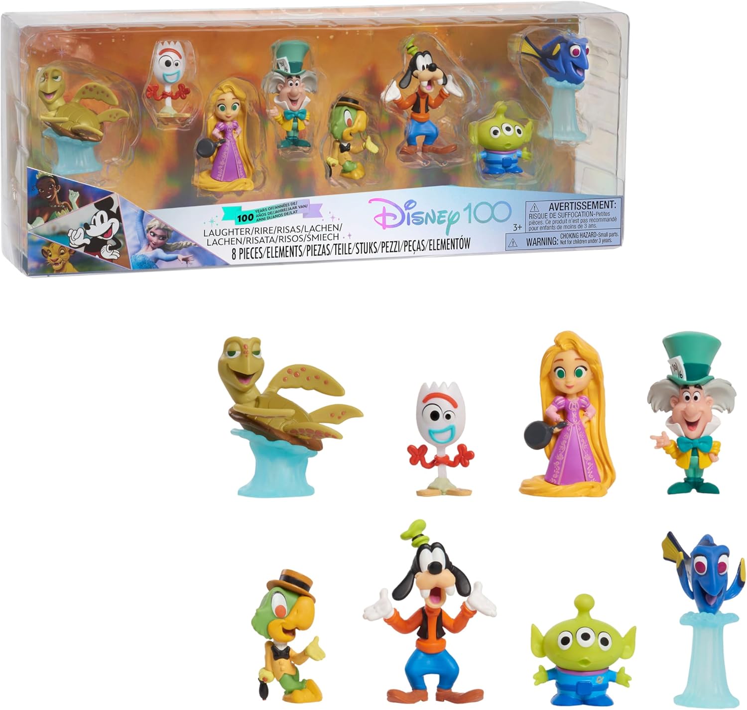 Just Play Disney100 Years of Laughter Celebration Collection Limited Edition 8-Piece Figure Pack, Kids Toys for Ages 3 Up