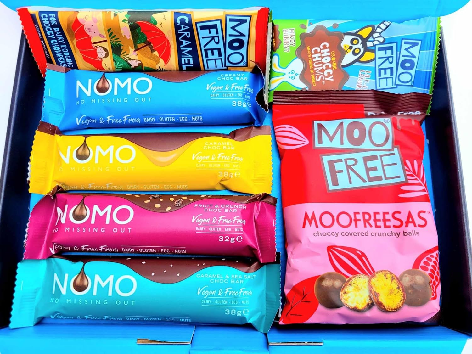 NOMO Chocolate Selection Hamper Gift Box | Moofreesas, Free From, Dairy Free, Gluten Free & Vegan | Budget Friendly | Hamper Exclusive To INTERGALACTIC SWEETS