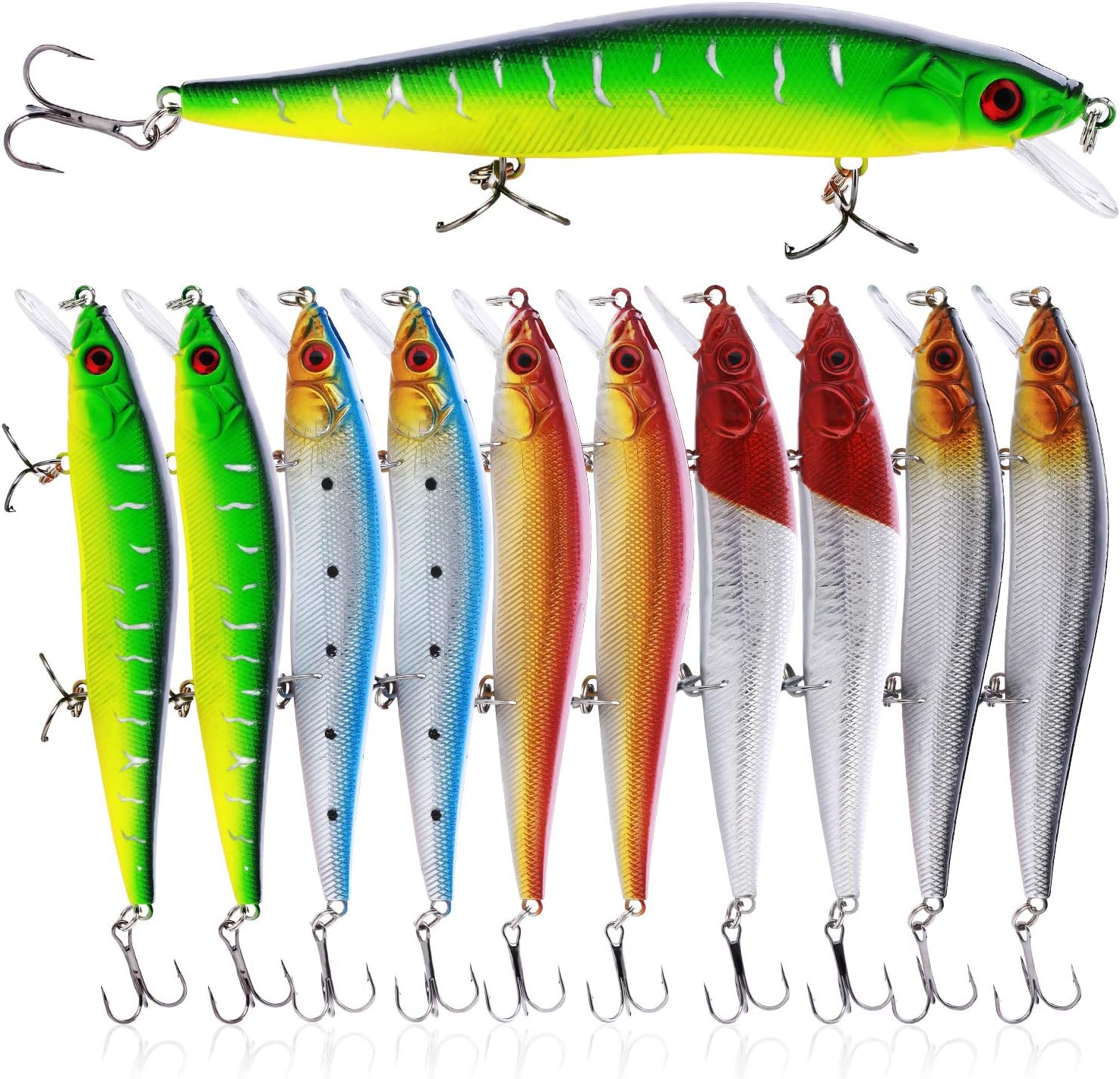 Sougayilang Fishing Lures Large Hard Bait Minnow VIB Lure with Treble Hook Life-Like Swimbait Fishing Bait Popper Crankbait Vibe Sinking Lure for Bass Trout Walleye Redfish