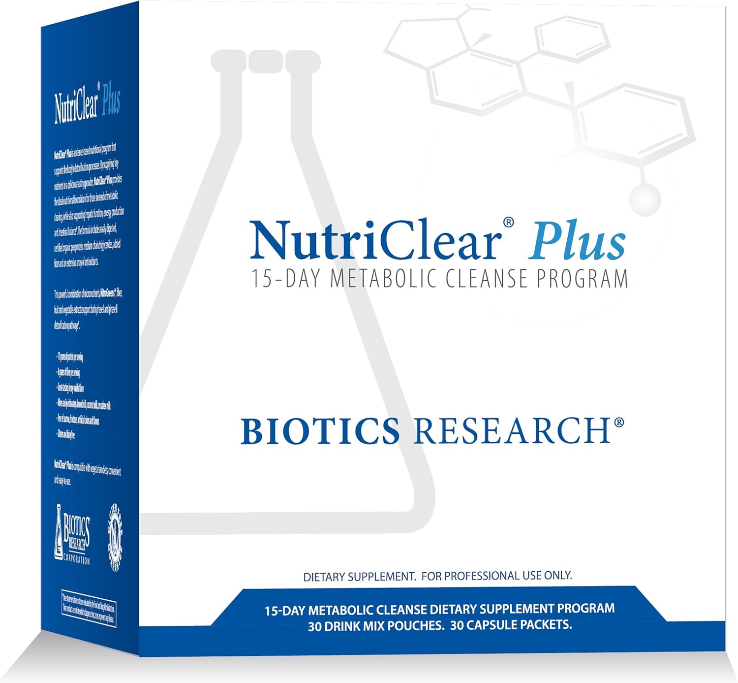 Biotics Research NutriClear Plus Detox Program, Convenient. Single Pack Serving. Easy to Follow Metabolic Cleanse Program. 17 Grams Organic Pea Protein/Serving, 30 Packs. Shaker Bottle.
