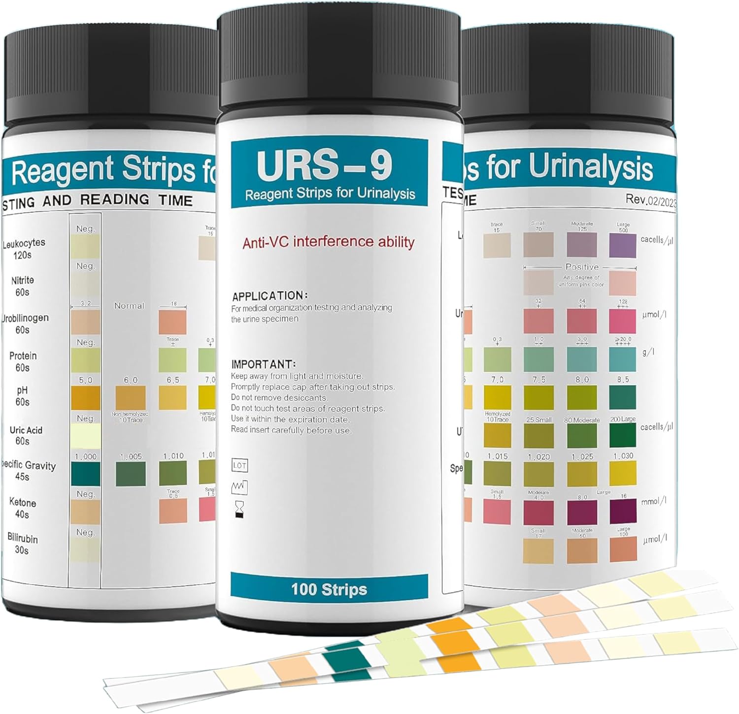 URS 9-in-1 Urine Test Strips 9 Parameters Testing UTI, Protein/Leukocytes/Nitrite/pH, 100 CT