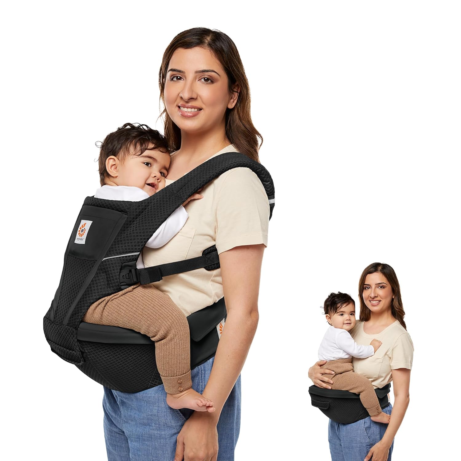 Ergobaby Alta Hip Seat All-Position Breathable Mesh Hip Seat & Carrier, Onyx Black