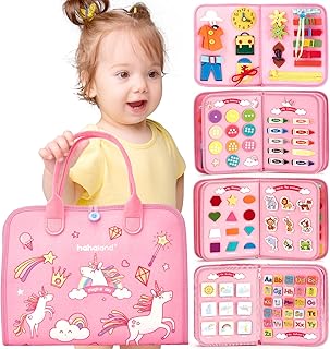 hahaland Busy Board - Montessori Toys for 2 Year Old Girl Toys Birthday Gift, Preschool Learning Activities, Educational Toddler Girl Toys for Ages 2-4, Valentines Gifts Stocking Stuffers, Travel Toy