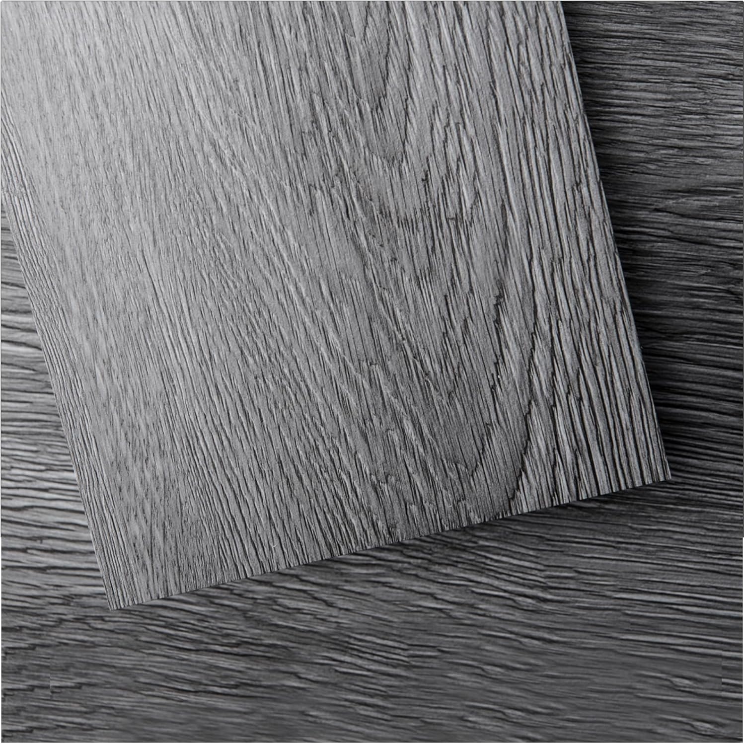 Art3d Peel and Stick Floor Tile Vinyl Wood Plank 54 Sq.Ft, Deep Gray, Rigid Surface Hard Core Easy DIY Self-Adhesive Flooring
