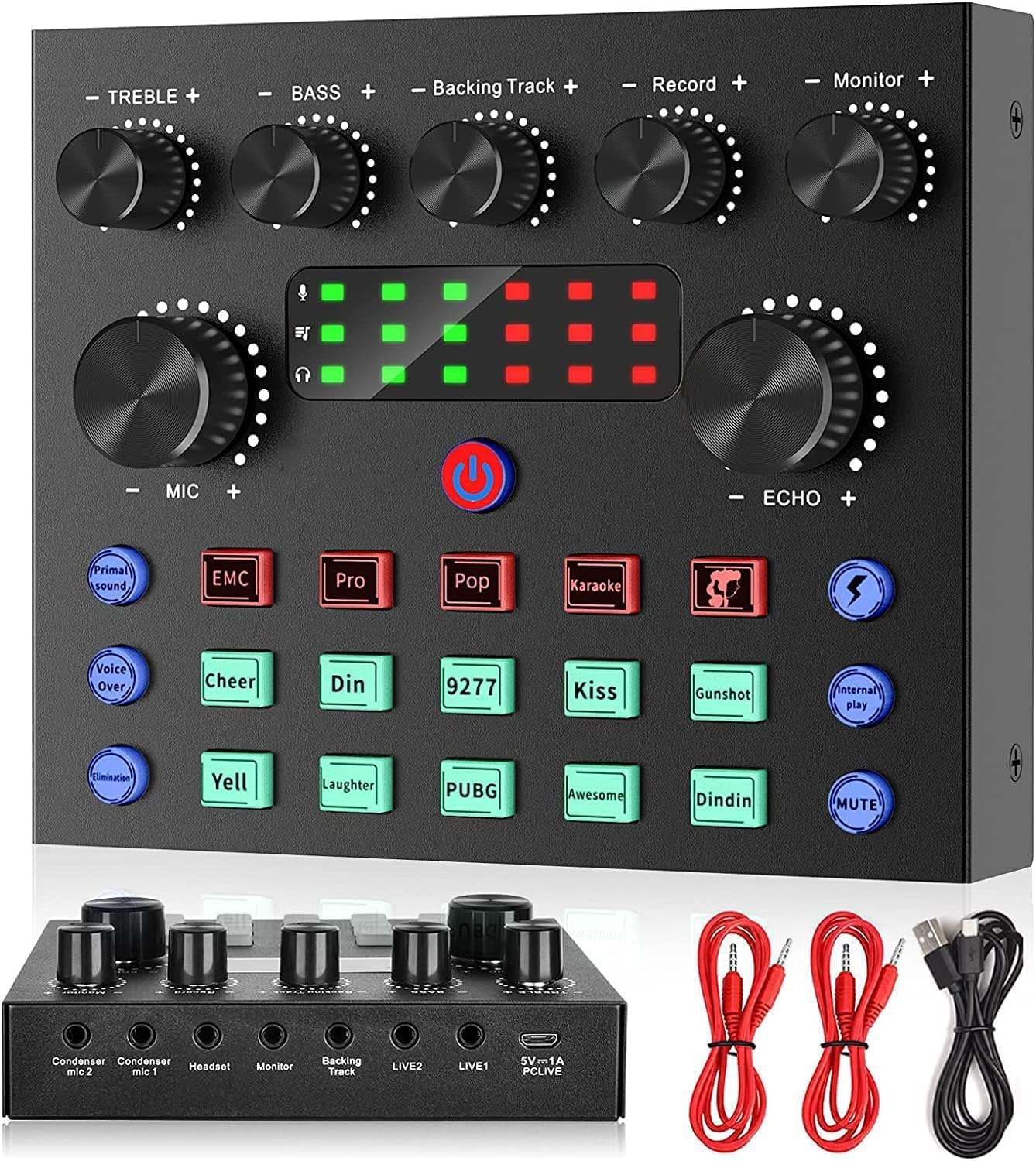 Audio Interface Podcast Equipment Bundle,Sicomne Bluetooth DJ Mixer Audio Streaming Mixer Podcast Production Studio Equipment Gaming PC Phone Record Live Card Sound Board Voice Changer YouTube TikTok