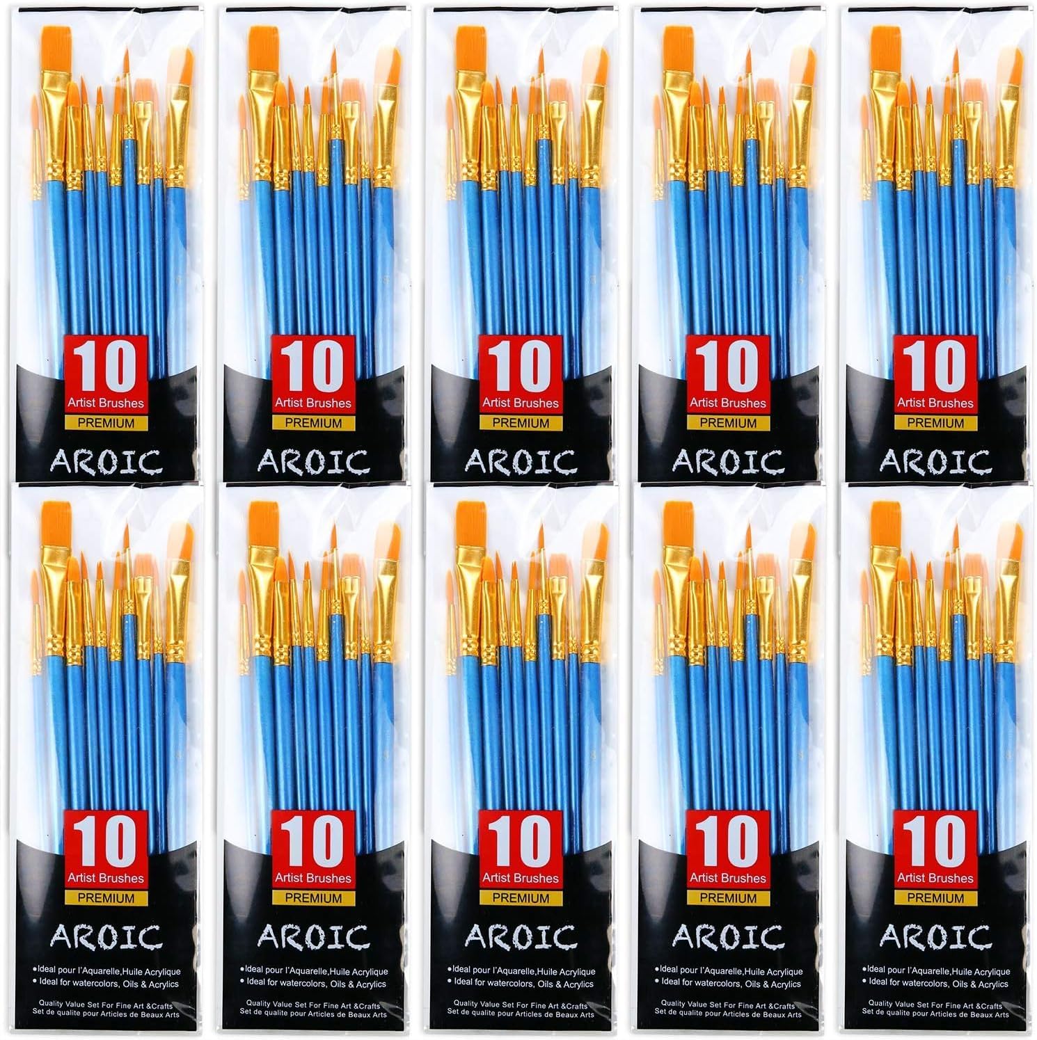 AROIC 100 Pcs Paint Brushes, Acrylic Painting Brush for Oil and Watercolor