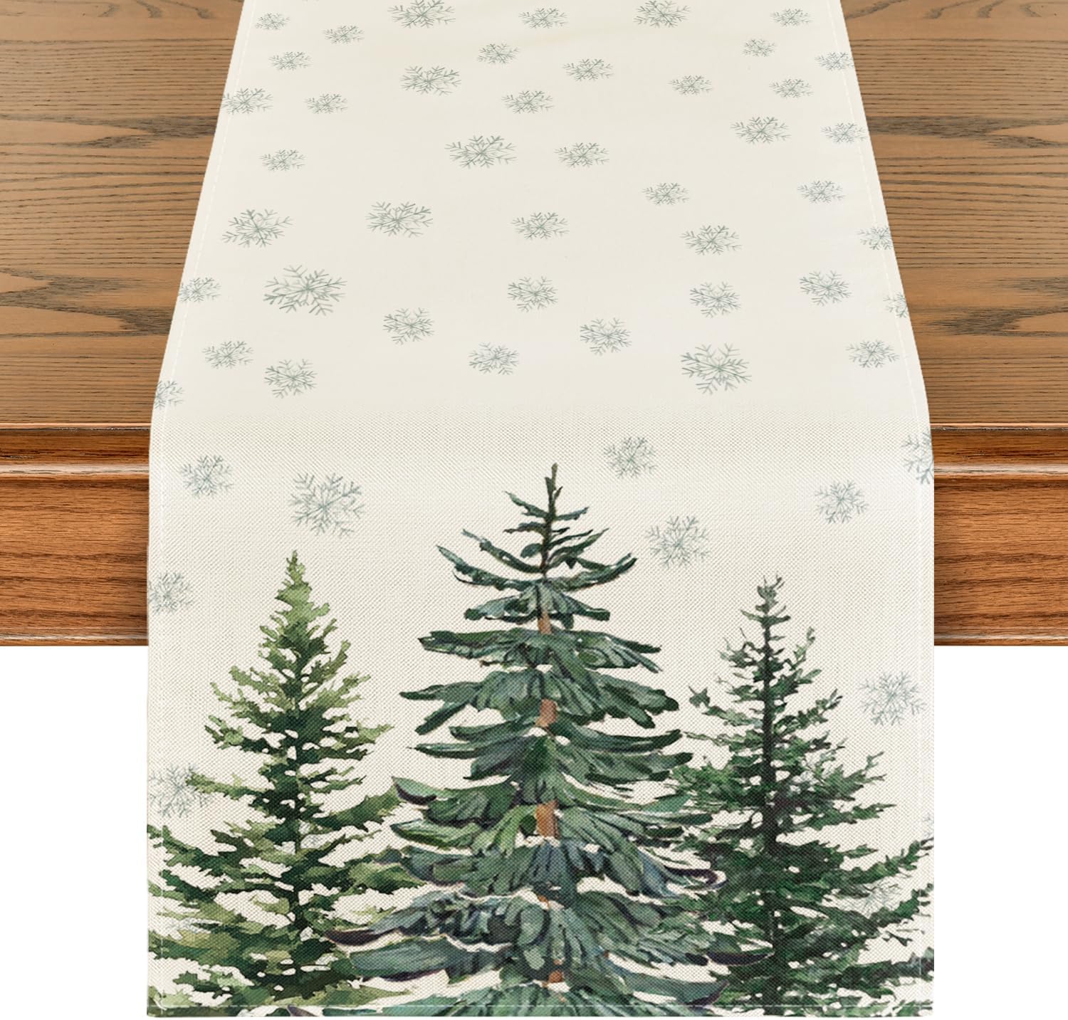 Artoid Mode Pine Tree Snowflake Christmas Table Runner, Seasonal Winter Merry Xmas Kitchen Dining Table Decoration for Home Party Decor 40x300 cm