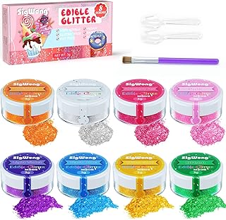 Edible Glitter Set, Sprinkles Edible Glitter for Drinks, 8 Colors Prism Powder Edible Glitter Dust for Wines, Beer, Cocktail, Strawberries, Cakes, Cupcakes, Chocolate - 3g/bottle